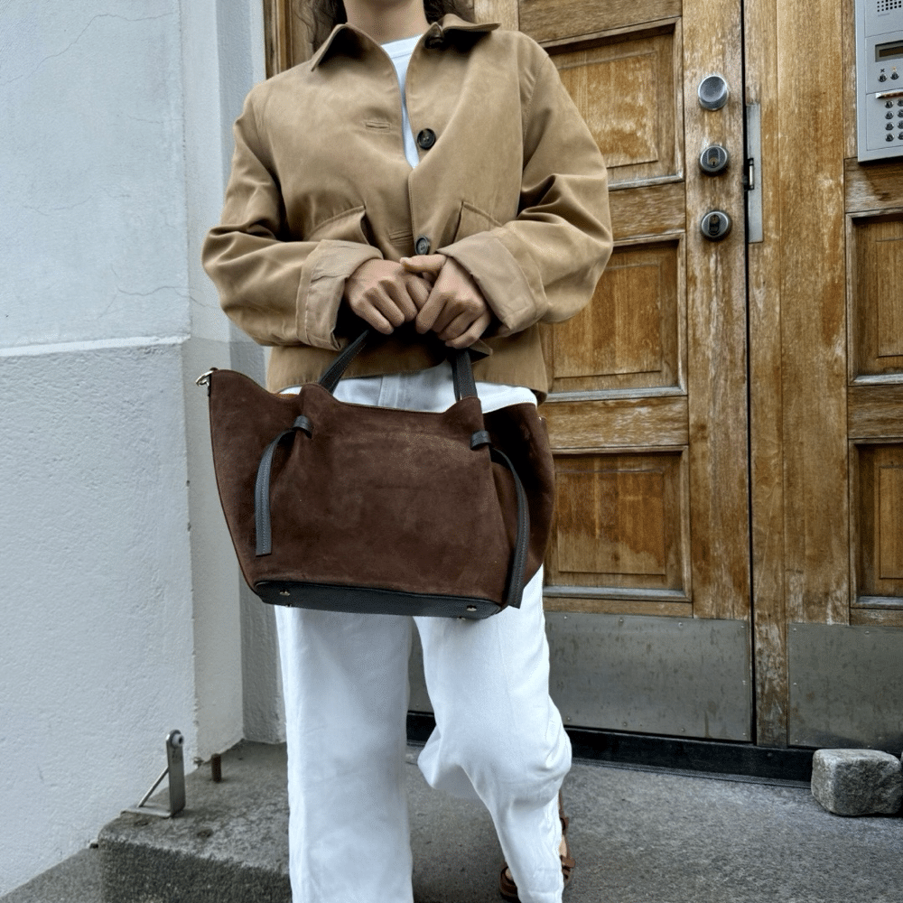 Martine semsket skinnveske, mørkebrun