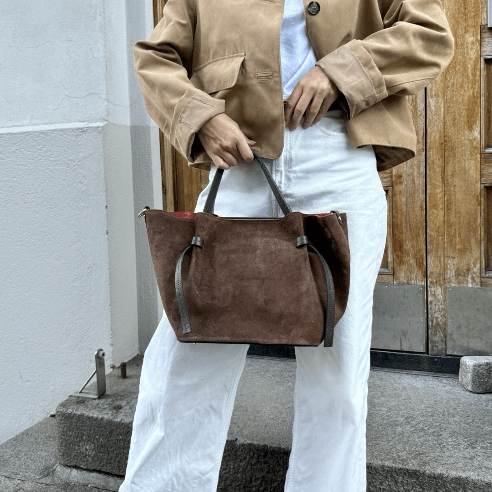 Martine semsket skinnveske, mørkebrun