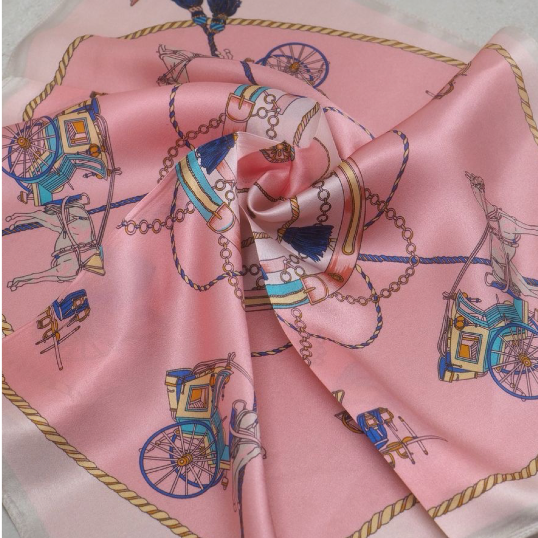 Silkeskjerf mini, rosa med hest