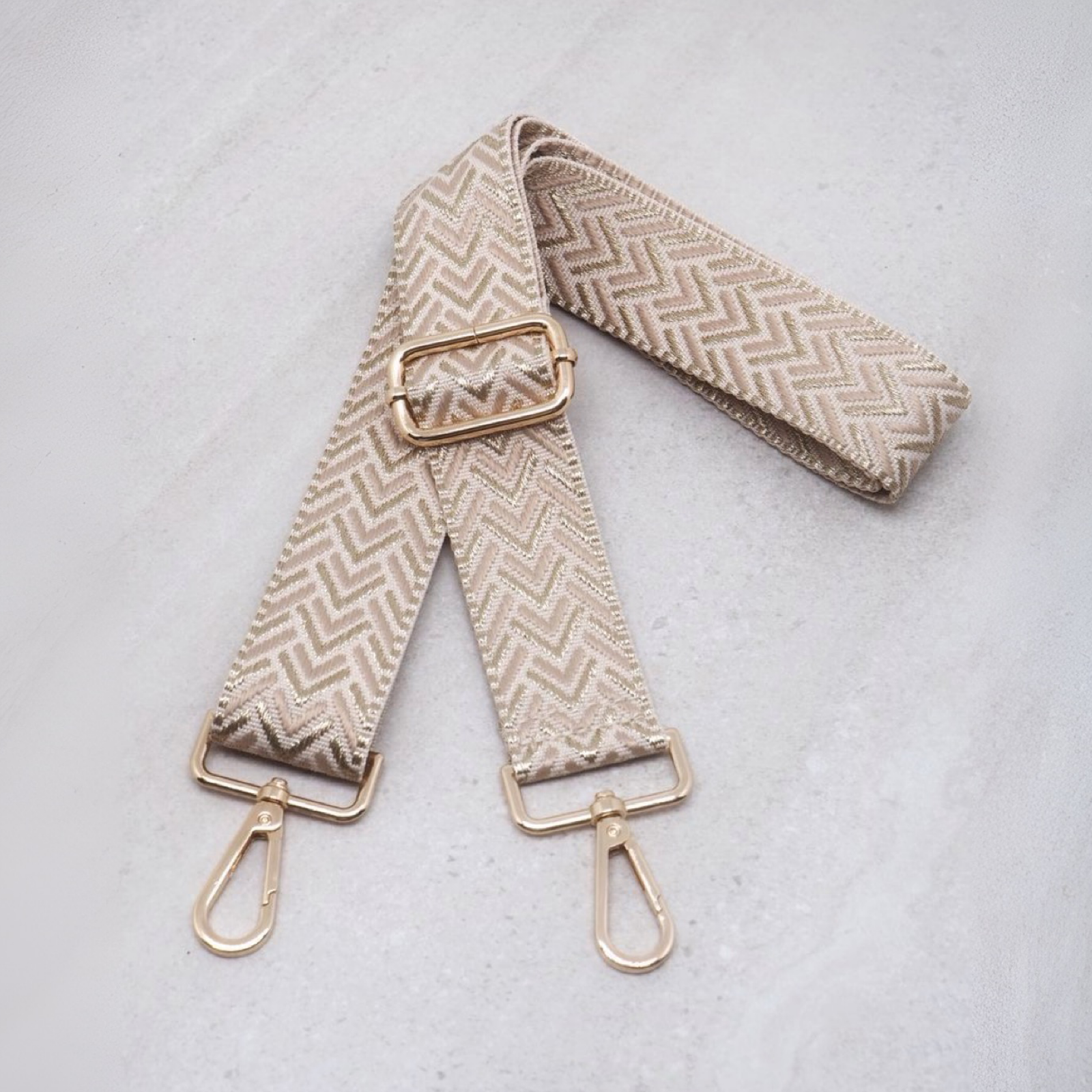 Veskestropp smal, beige og champagne
