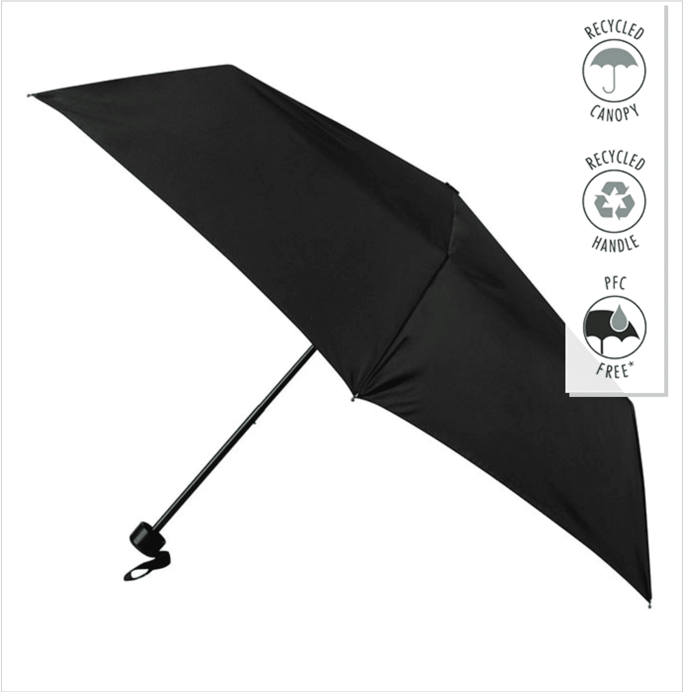 Totes Eco Compakt Supermini paraply, sort