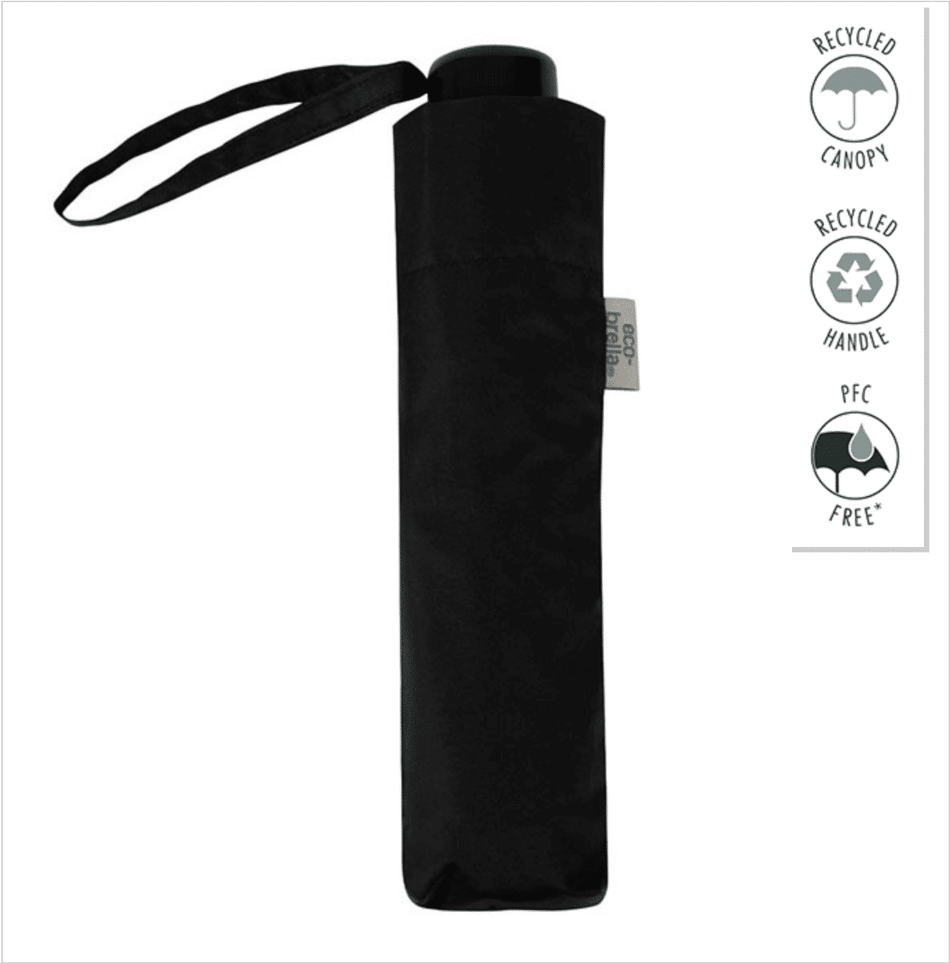 Totes Eco Compakt Supermini paraply, sort