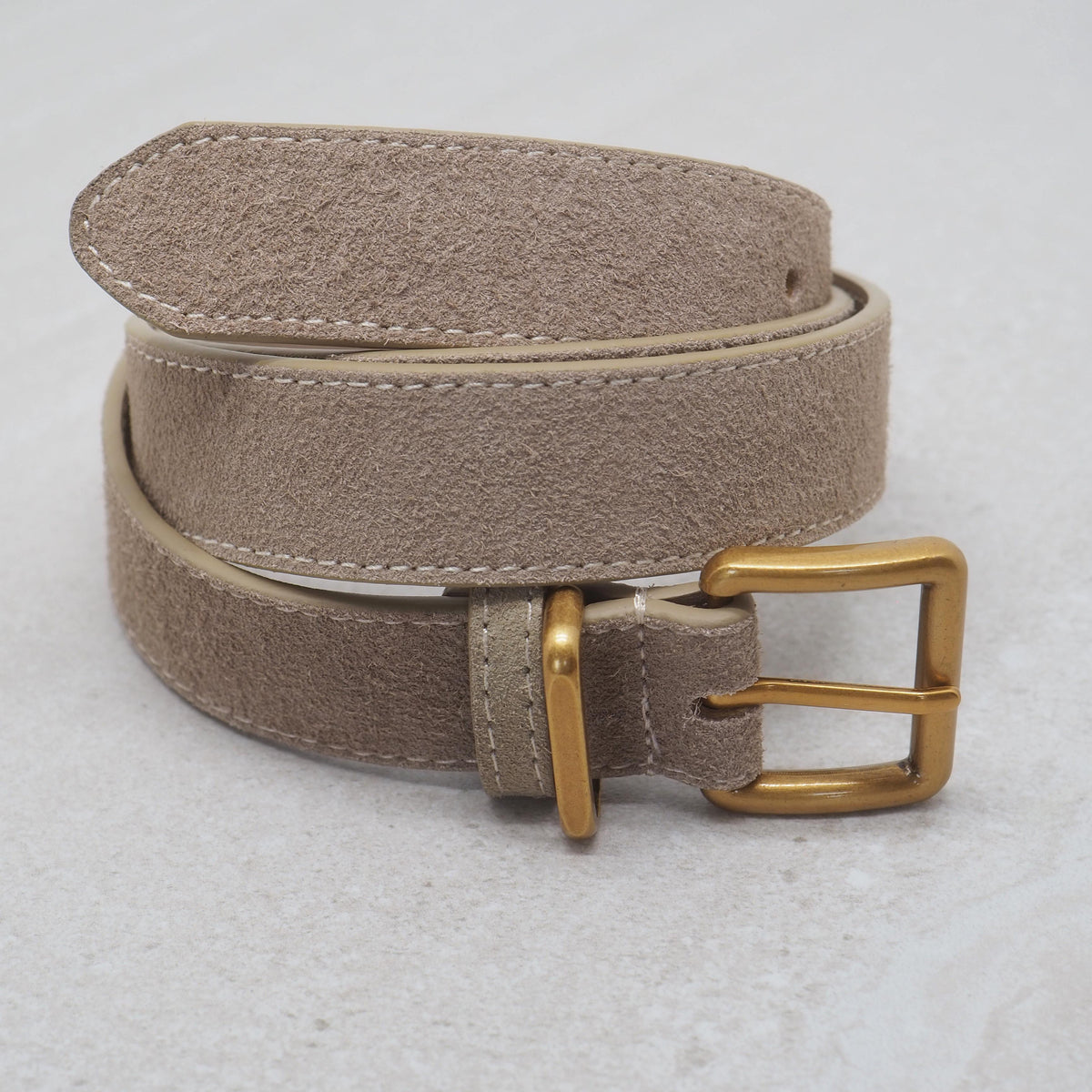 Semsket skinnbelte, beige
