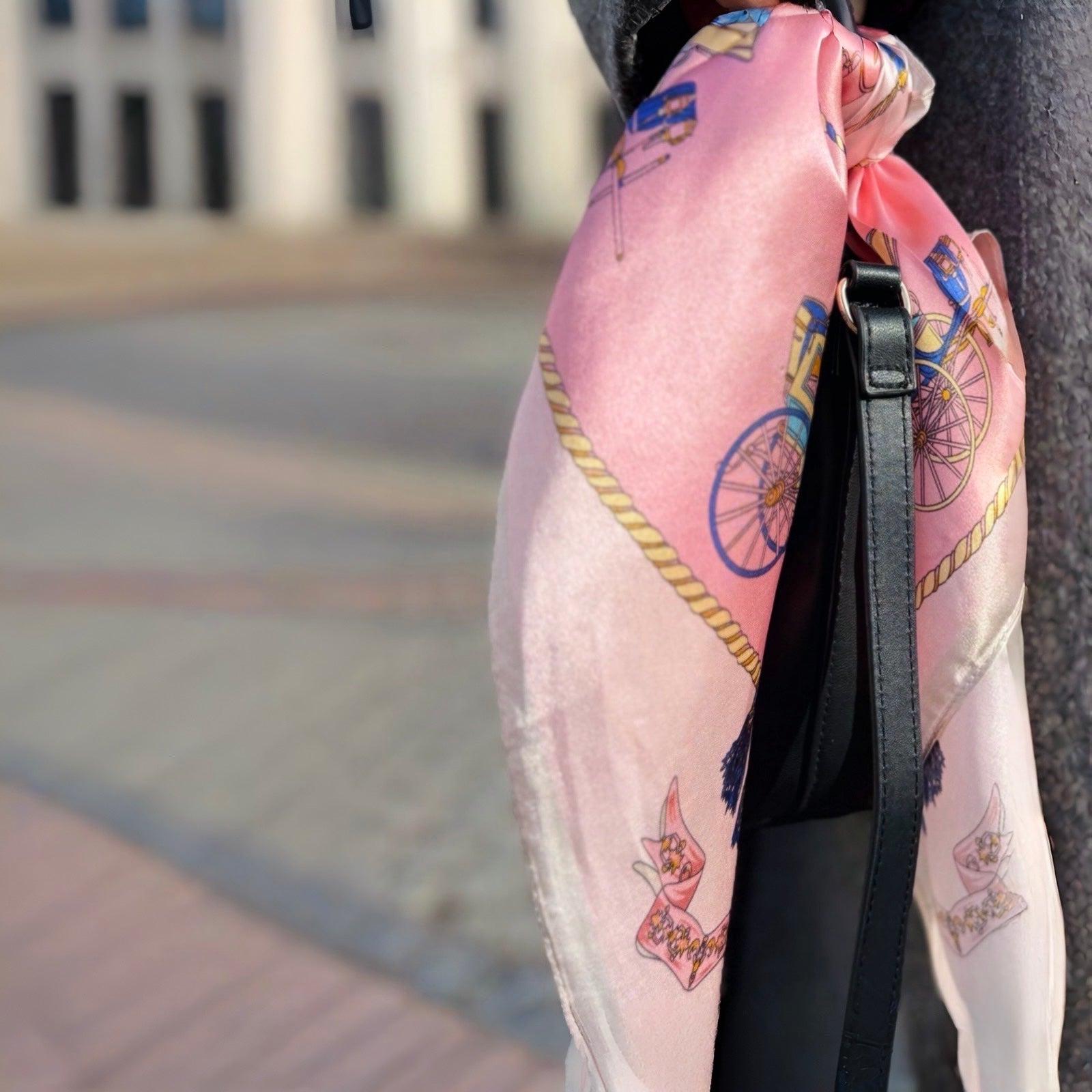 Silkeskjerf mini, rosa med hest