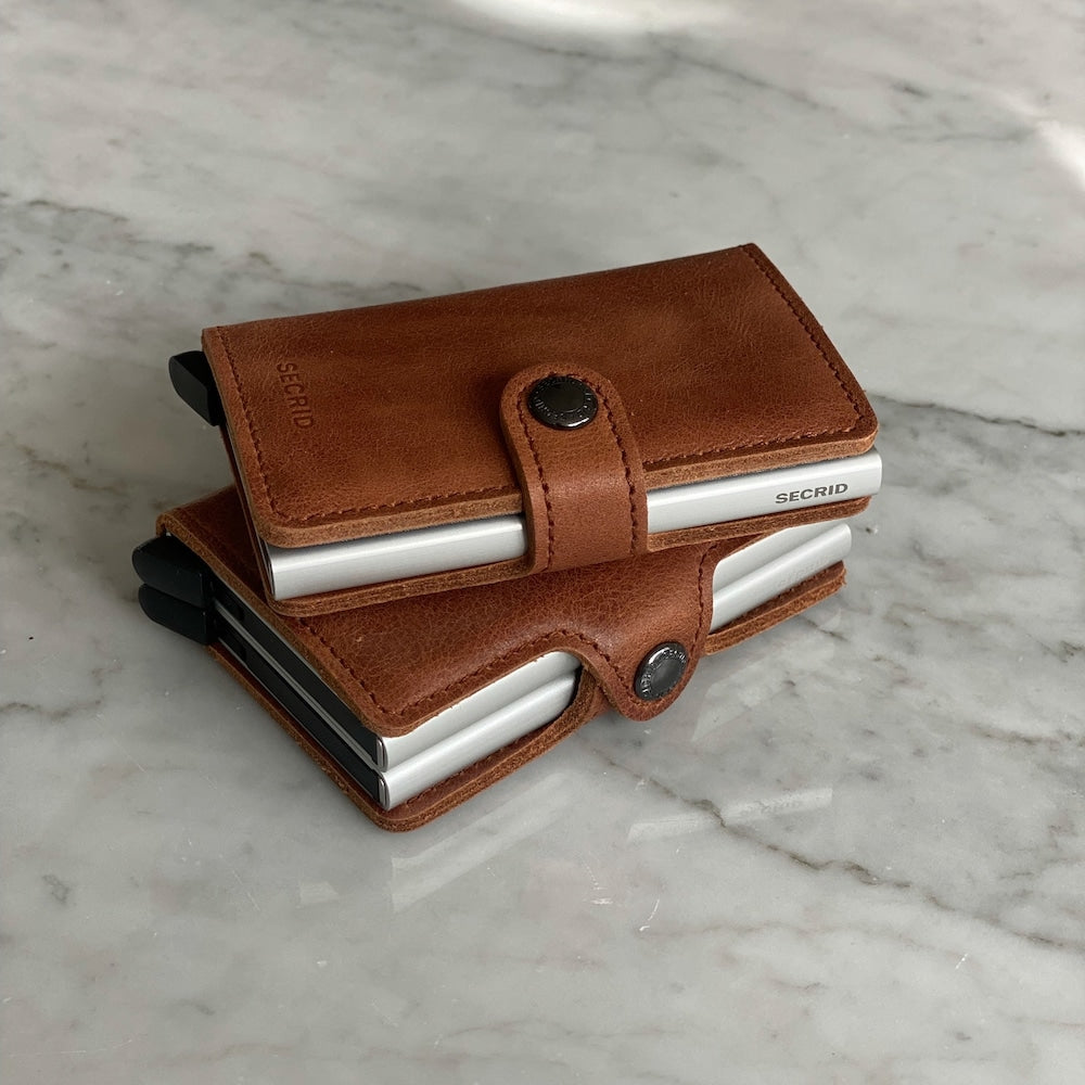 SECRID Miniwallet + Twinwallet Vintage Cognac_Silver