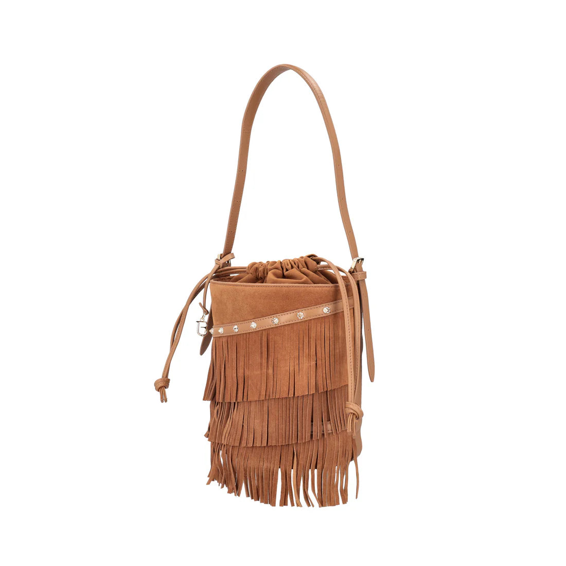 Tosca Blu - Glam bucket bag med frynser
