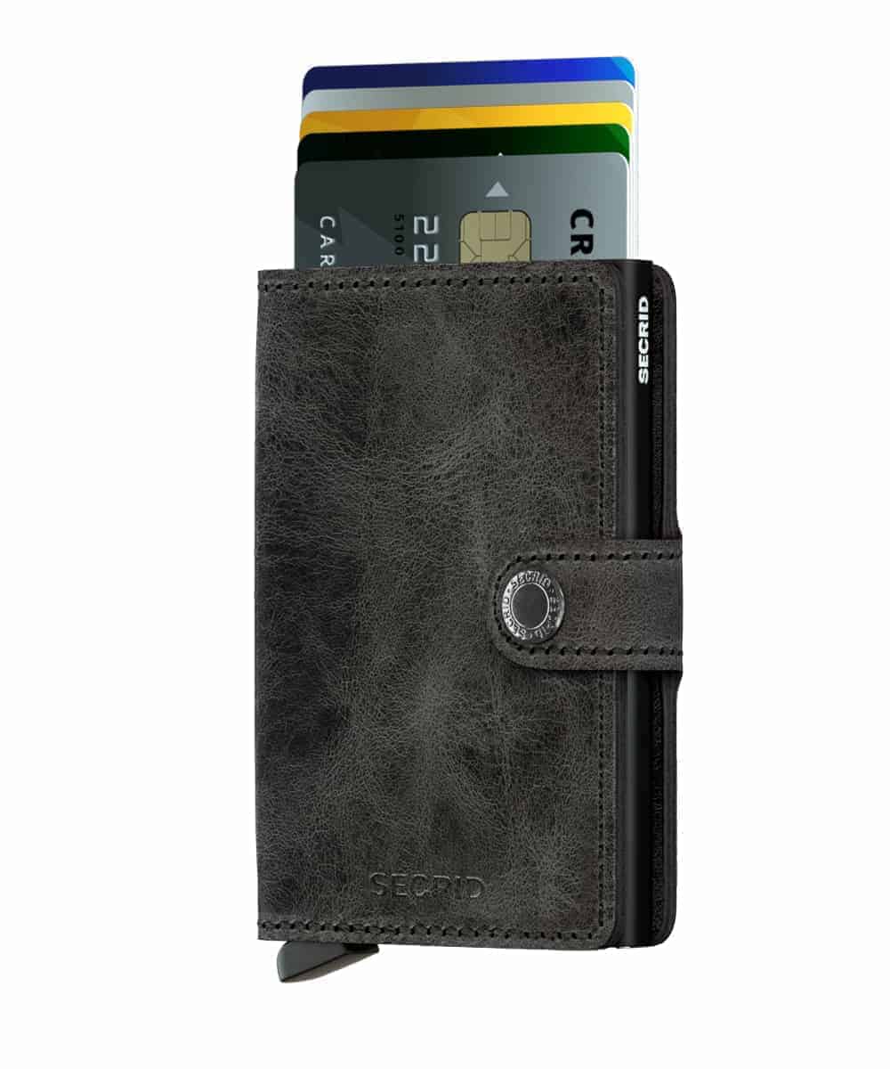 Secrid Miniwallet - vintage black - forside med kort