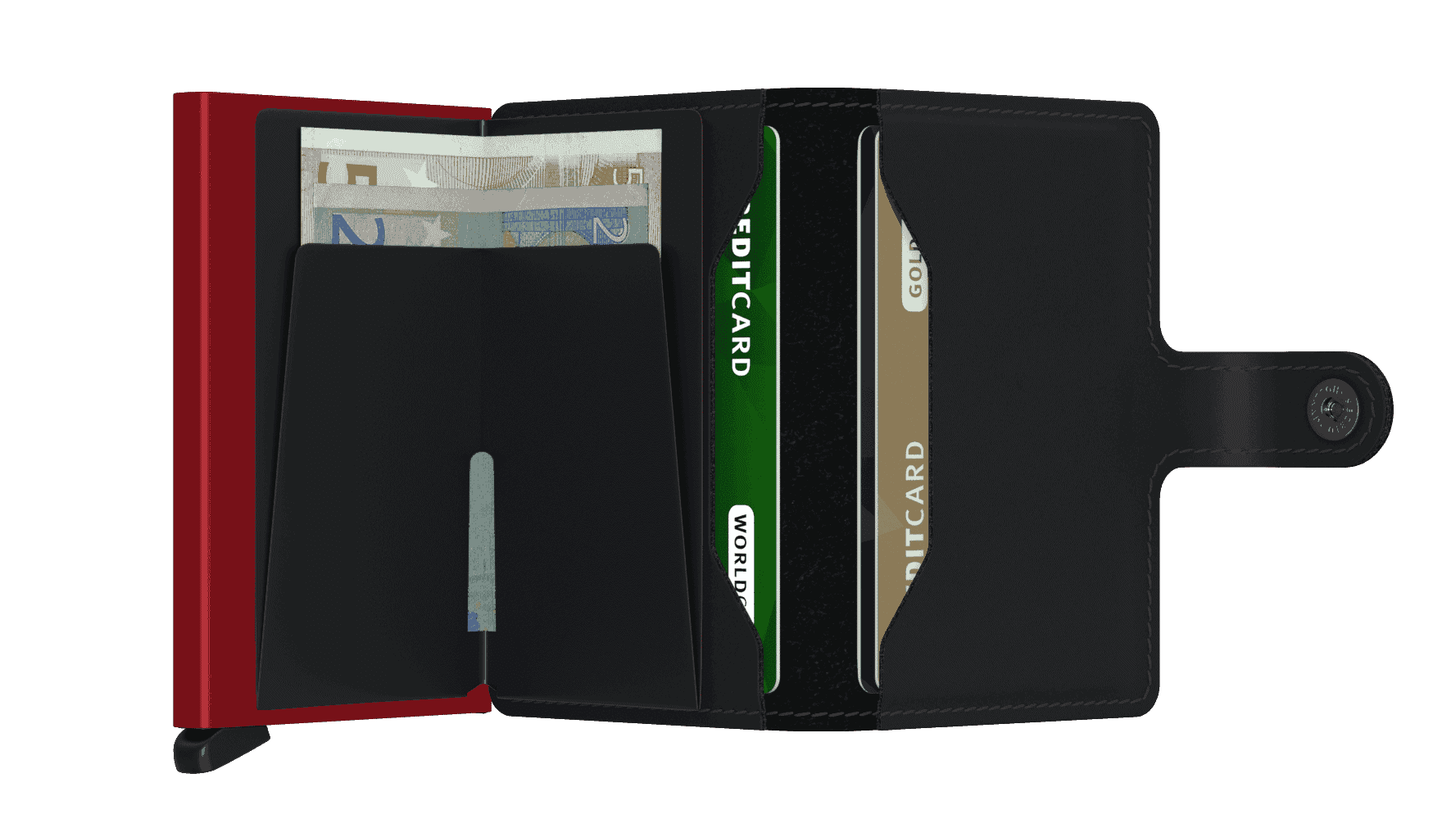 Secrid Miniwallet - matte black red open