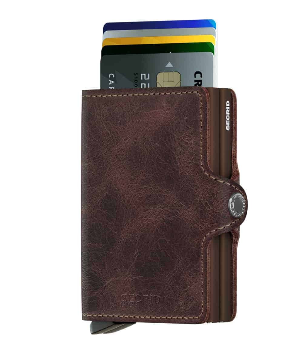Secrid Twinwallet - vintage chocolate forside med kort
