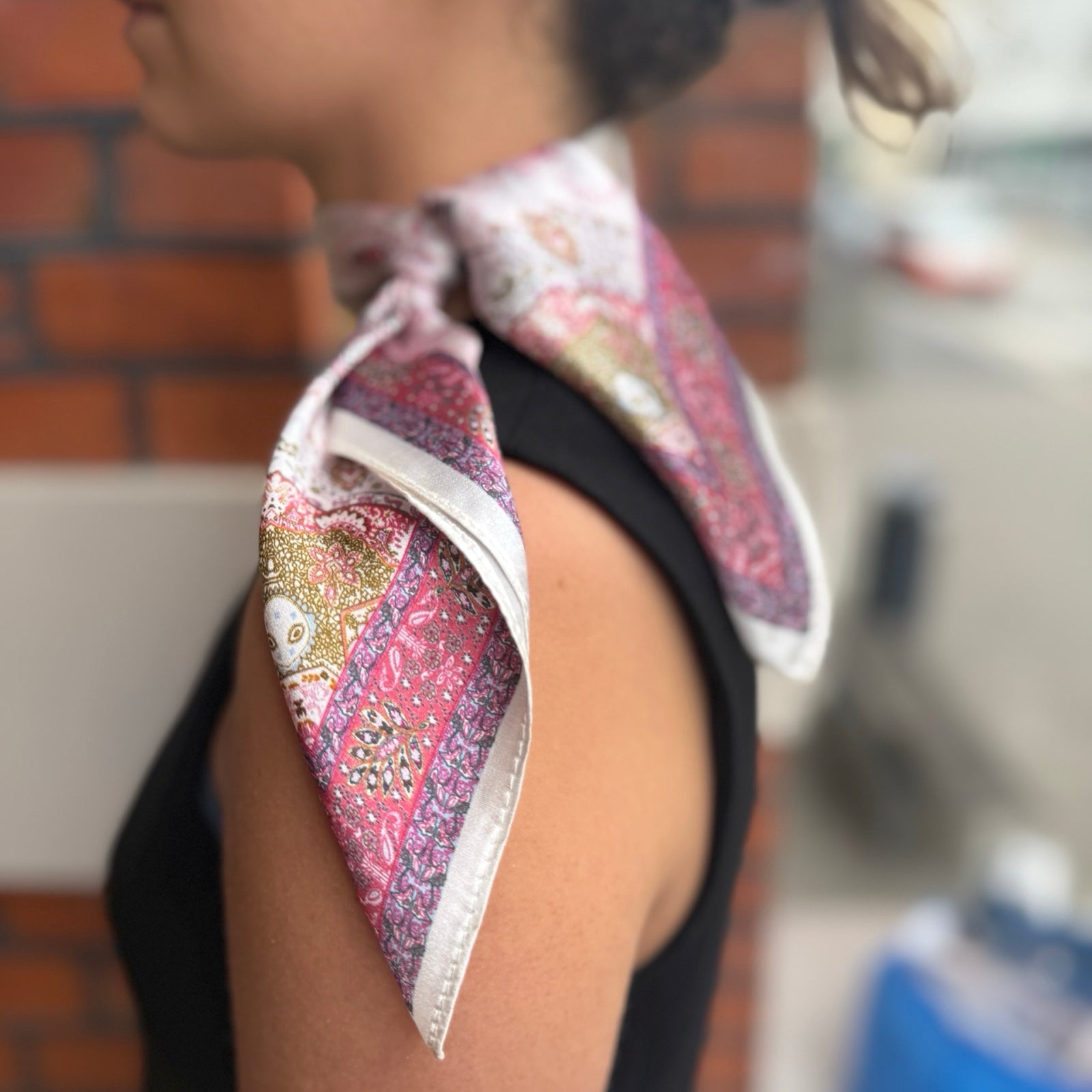 Silkeskjerf mini, vintage rosa paisley