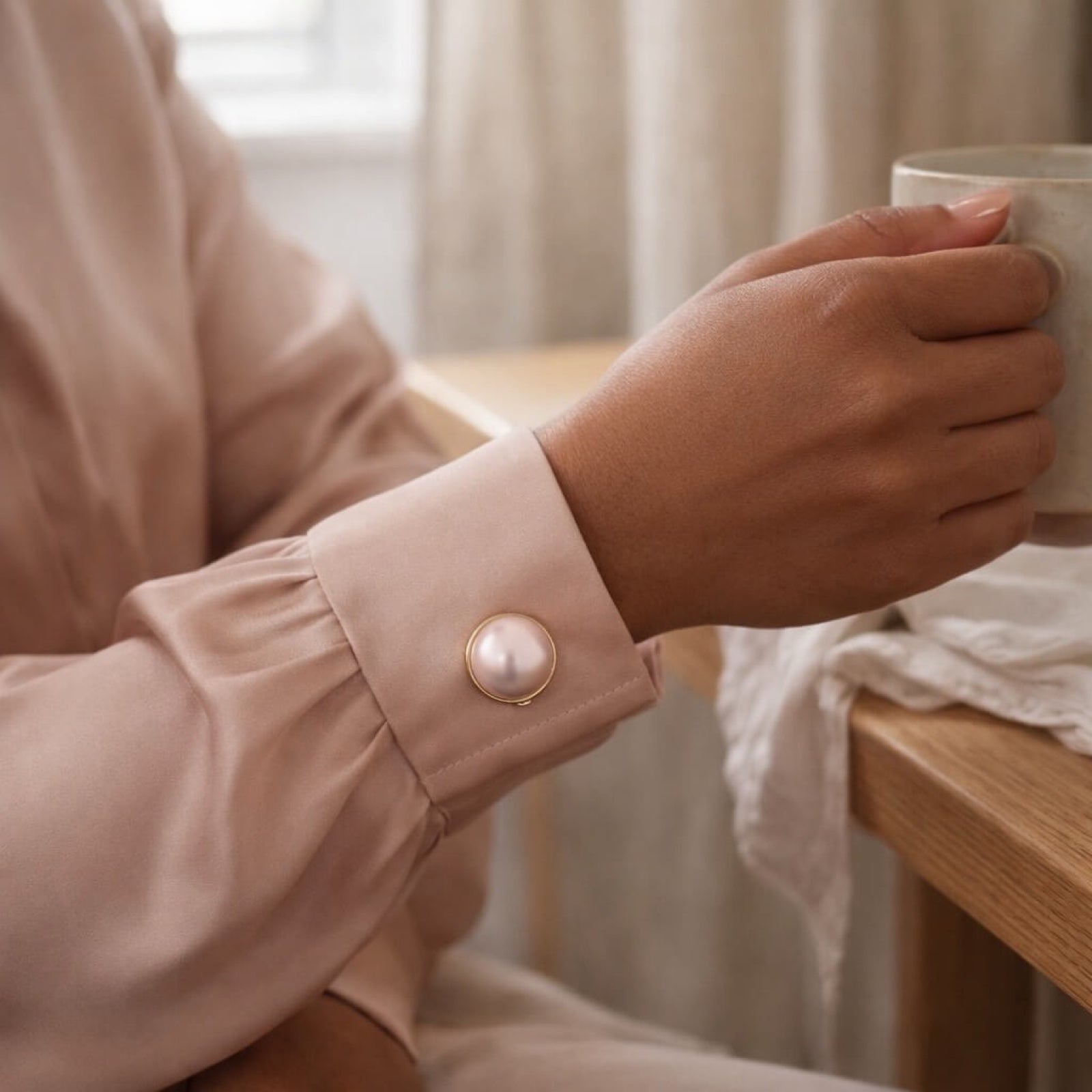 Knappepynt 2 stk, klassisk perle rosa