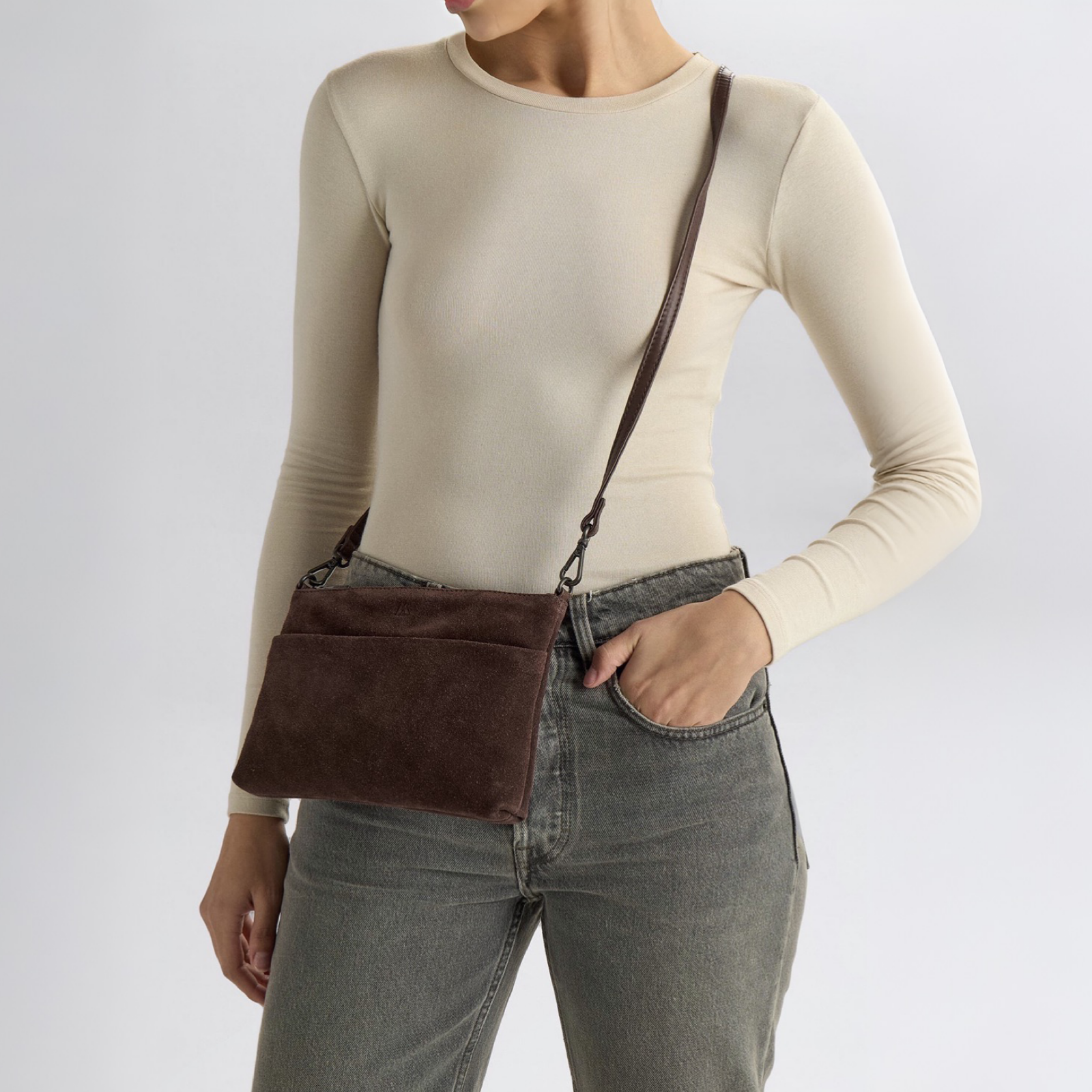 Markberg Karima Crossbody bag, Suede - Dark brown