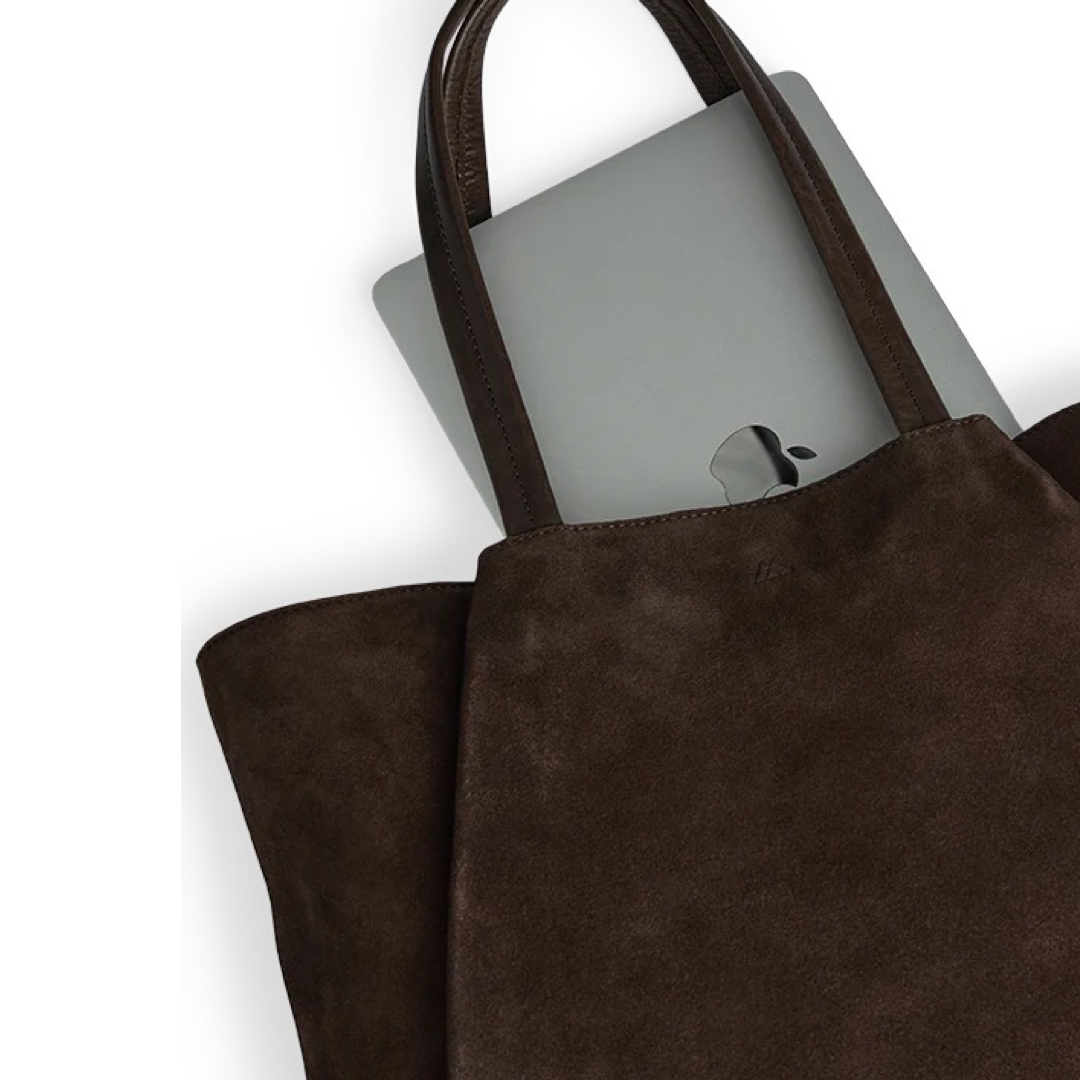 Markberg Saya Work Bag, Suede - Dark brown