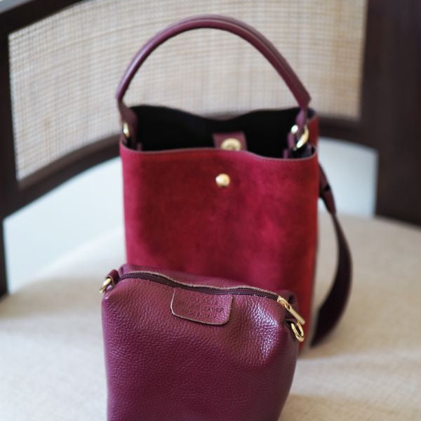 Bucket bag, semsket rød