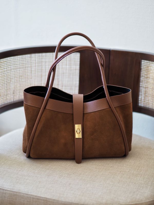 Caroline semsket skinnveske, cognac