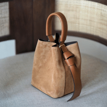 Bucket bag, semsket camel
