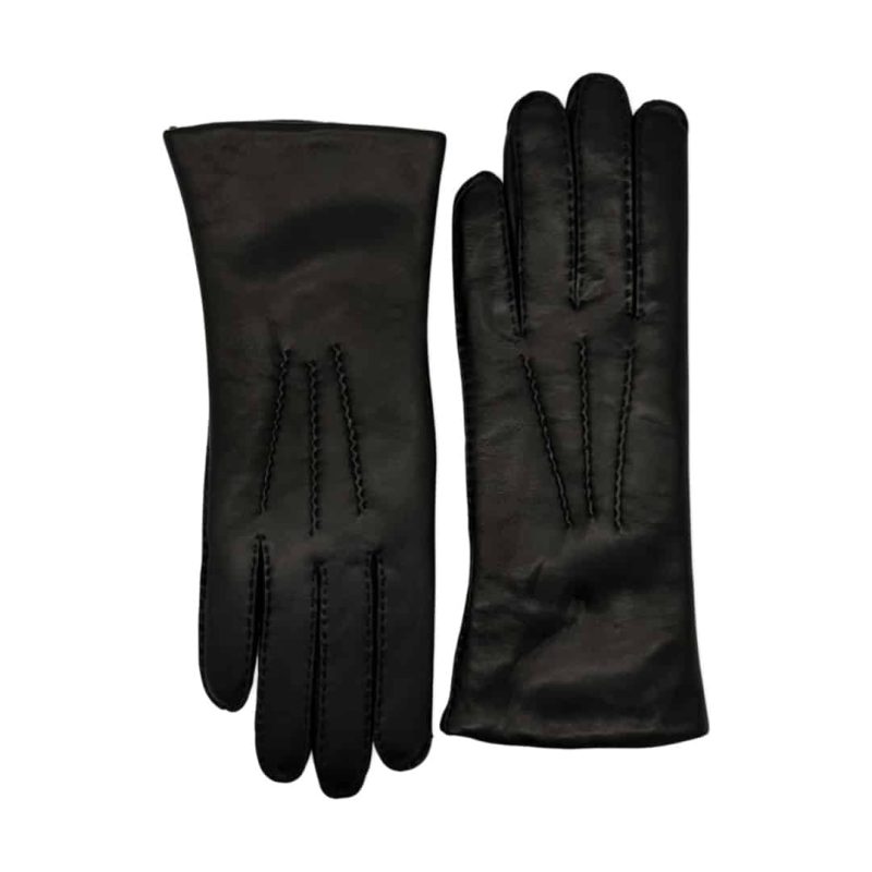 9103-8 håndsydde damehansker fôret med lammepels, sort_1 9103-8 håndsydde damehansker fôret med lammepels, sort