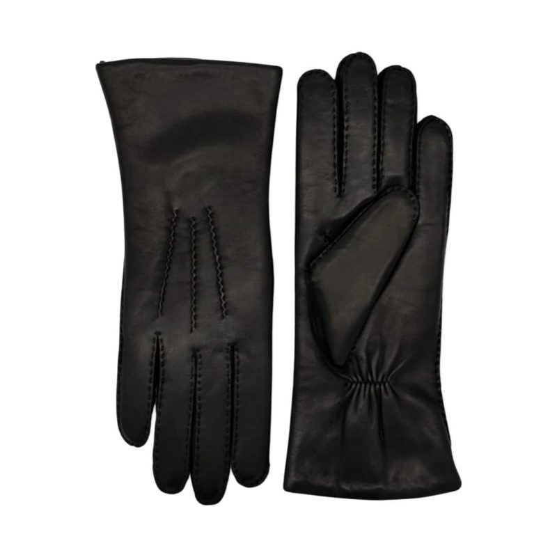 9103-8 håndsydde damehansker fôret med lammepels, sort_2 9103-8 håndsydde damehansker fôret med lammepels, sort