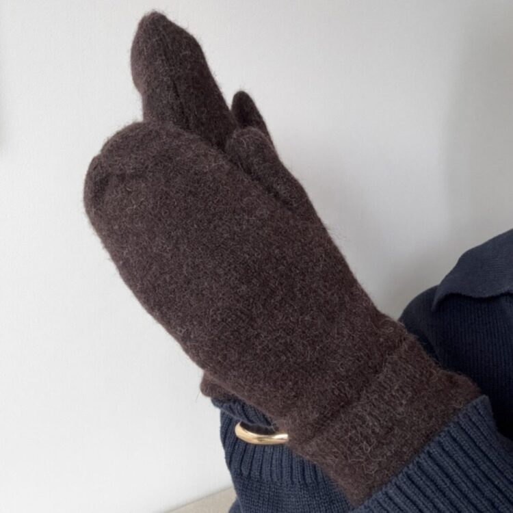 7355-3 Samsøe Samsøe Nor alpaca wool blend mittens ullvotter, coffee_3