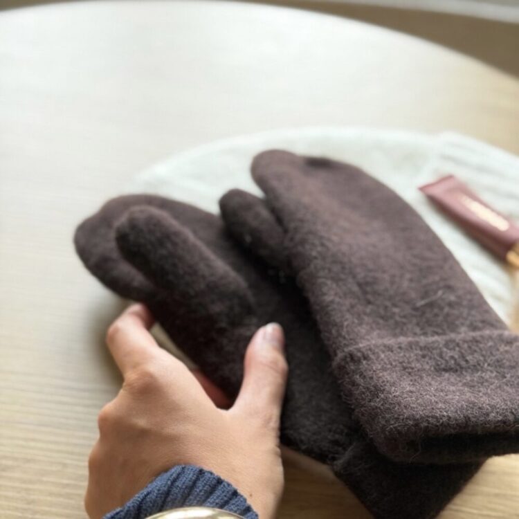 7355-3 Samsøe Samsøe Nor alpaca wool blend mittens ullvotter, coffee_7