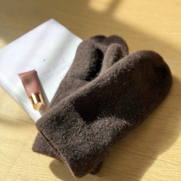 7355-3 Samsøe Samsøe Nor alpaca wool blend mittens ullvotter, coffee_8