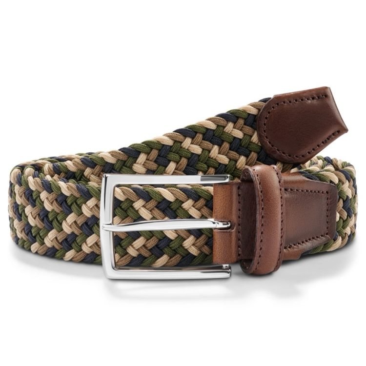 BSWK Elastisk herrebelte, Multi - grønn/beige/brun/blå