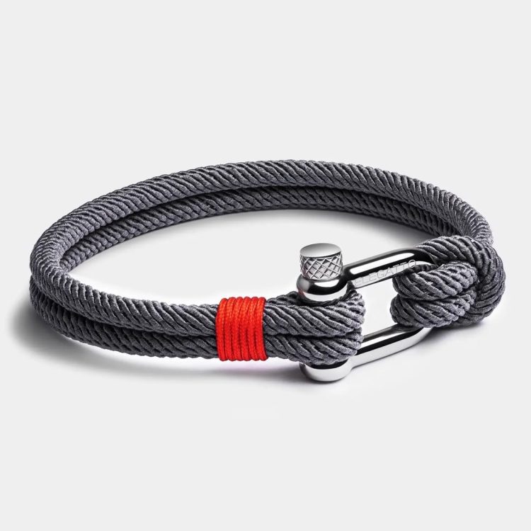 Elegatto Alchor silver-red, armbånd herre