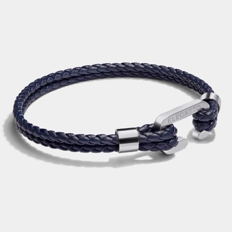 Elegatto Helix Navy Blue C-clasp armbånd til herre