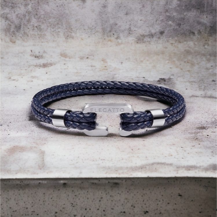 Elegatto Helix Navy Blue C-clasp armbånd til herre