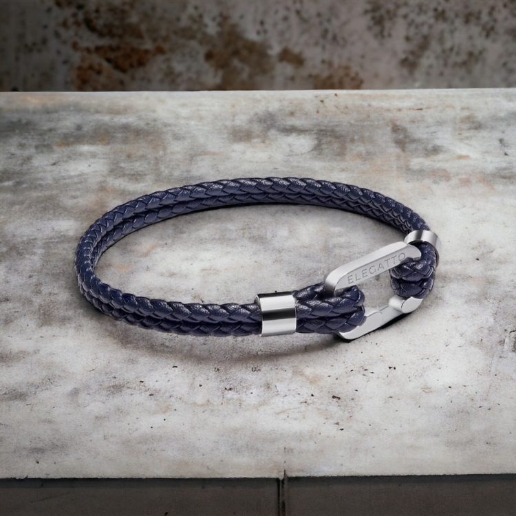 Elegatto Helix Navy Blue C-clasp armbånd til herre