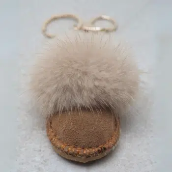 Nøkkelring/veskepynt tøffel, beige