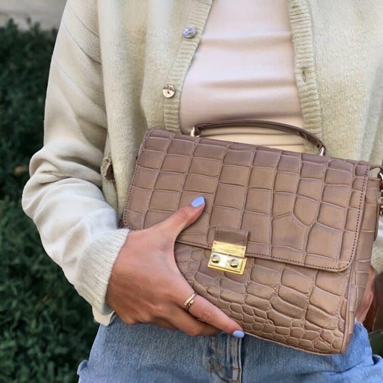 6050139 The Monte skulderveske Croco, stor, taupe_6