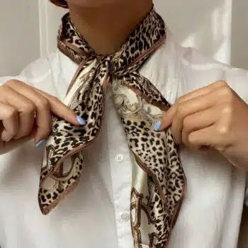 Silkeskjerf mini, beige leopard