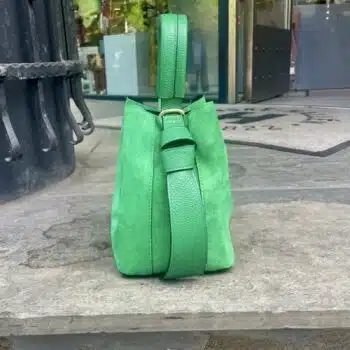Bucket bag, semsket grønn