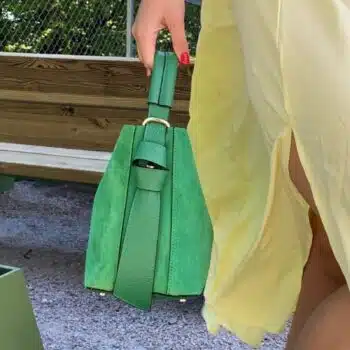 Bucket bag, semsket grønn