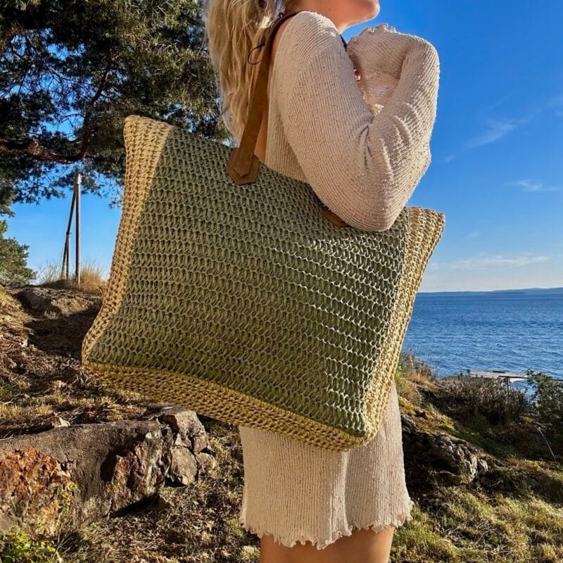 8051358 Lycke tote bag summer med kontrastkant, grønn_1