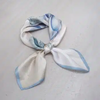 Silkeskjerf mini, beige og lyseblå