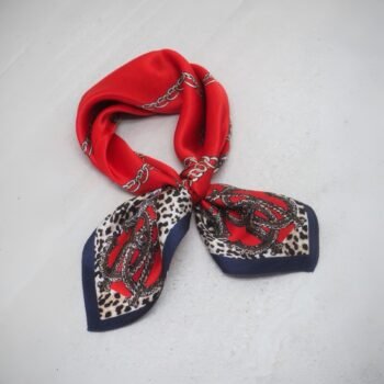 Silkeskjerf mini, rød leopard