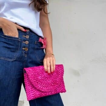Stråclutch, fuksia