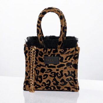 SORENA Leopard Velvet Brown Mini Tote bag