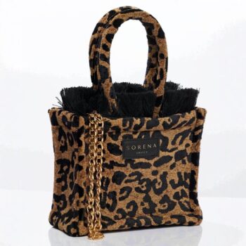 SORENA Leopard Velvet Brown Mini Tote bag