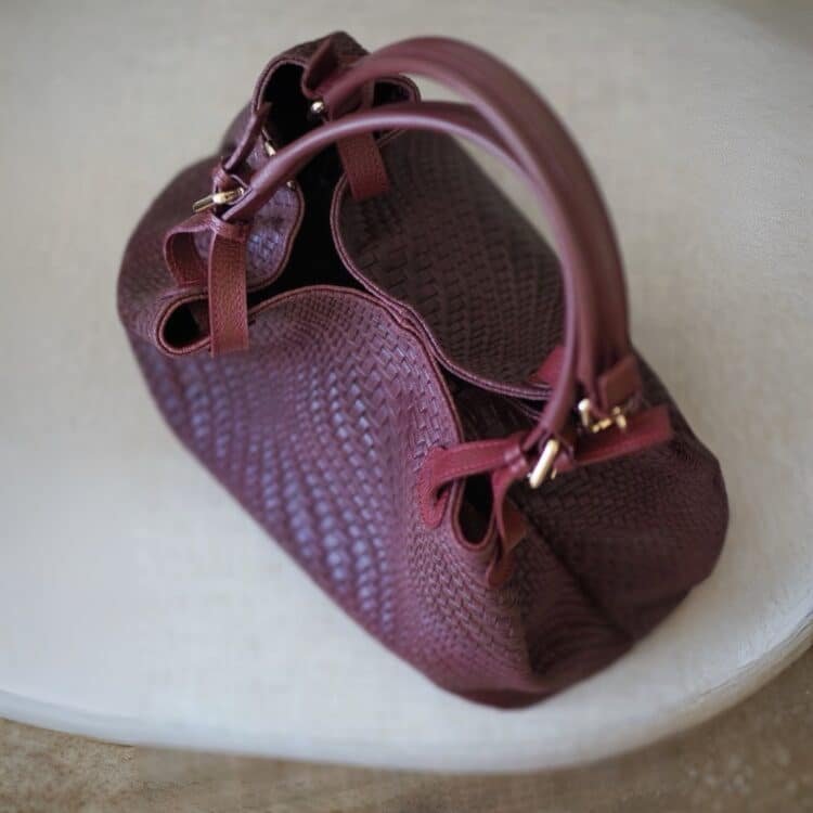 7D 6427 Noelle Weave - stor flettet skinnveske, bordeaux_3