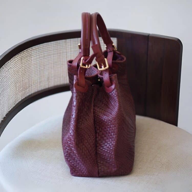 7D 6427 Noelle Weave - stor flettet skinnveske, bordeaux_4