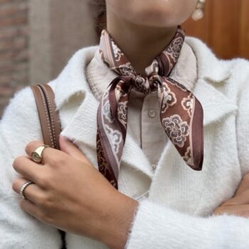 Silkeskjerf mini, beige og rustfarge