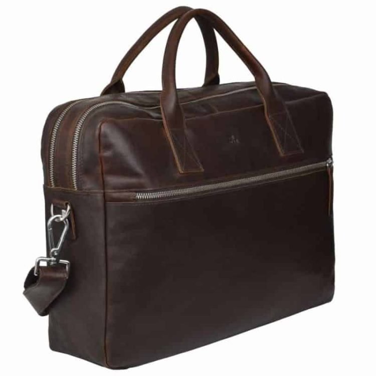 277646 ADAX Catania PC-veske Axel 15.6 Dark Brown Side