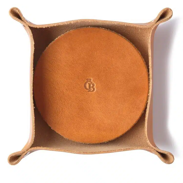 COASTER SET 6 PIECES IN TRAY cognac