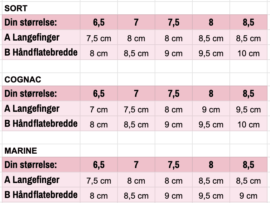 Størrelser dame silke, normal lengde