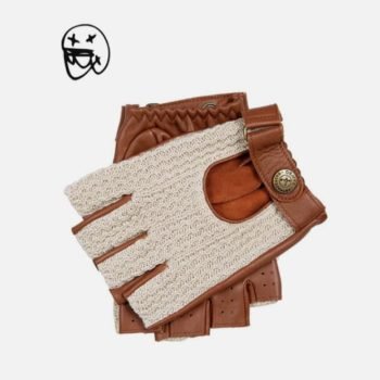 The Suited Racer x Dents Crochet Back Fingerless Driving Gloves Cleave tan